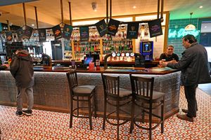 The bar area is large and offers a wide range of drinks