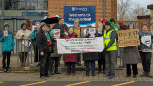 Protests have been held outside The Guildhall in Shrewsbury to highlight that thew Shropshire County Pension Fund is investing in companies linked to the Gaza genocide in the Middle East. Picture: Chris Davenport