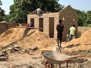 The new toilet block nears completion.