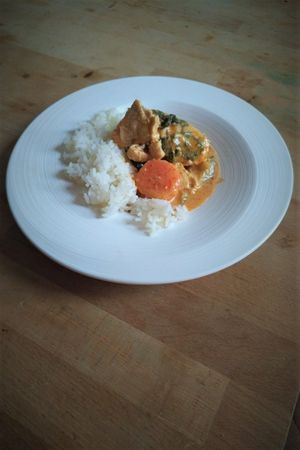 Red chicken curry with Jasmine rice