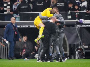 Guglielmo Vicario celebrates