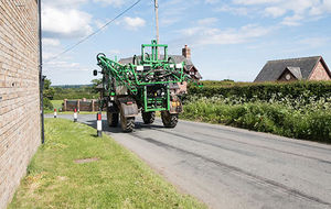 An agricultural vehicle on the move