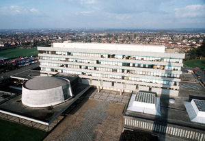 No prizes for guessing the viewpoint for this 1988 photograph of the complex.