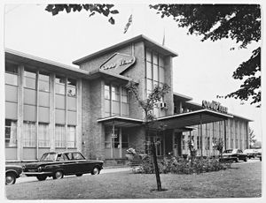 The landmark entrance to Goodyear in a picture from the mid 1970s