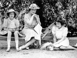 Fifteen-year-old Princess Elizabeth, right, with Princess Margaret, aged 10, and Queen Elizabeth
