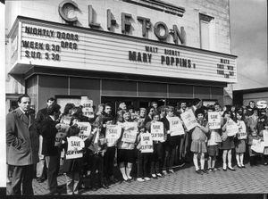 Demonstrators outside the old Clifton Cinema.