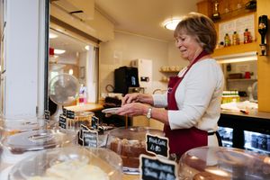 Volunteer Jennifer Kavanagh taking orders in the cafe