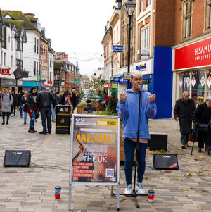 Jason Allan busking in Shrewsbury