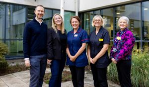 L-R: Tim Newsome and Jen Goodwin of Myers & Co, Katy Edwards, matron at UHNM NHS Trust’s neonatal intensive care unit, Donna Brayford, the trust’s deputy director of midwifery for governance, and UHNM Charity director Lisa Thomson