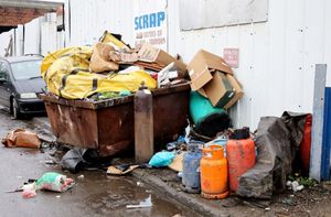 Rubbish, including sofa, mattresses, skip,  caravan and rubble has been dumped on Springvale Street , Ann Street and Ward Street in Willenhall in West Midlands. 