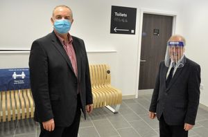 Taking a look at the new facilities are Kevin Lockwood, Shrewsbury shopping centres manager, with Peter Nutting, leader of Shropshire Council