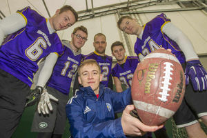 Having a ball – Lewis with members of the Shropshire Revolution squad.