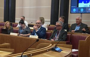 Cllr Wayne Little (front row centre) at the Social Care and Wellbeing Scrutiny Committee. Picture Martyn Smith/LDRS free for LDRS use
