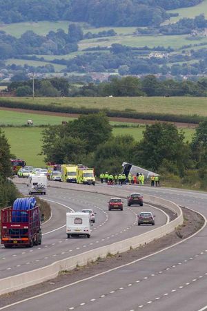 The scene of the crash near Stroud in Gloucestershire.