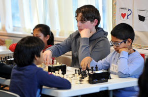 Members of Bloxwich Junior Chess Academy taking part in the UK Chess Challenge, held at Ryecroft Community Hub, Walsall