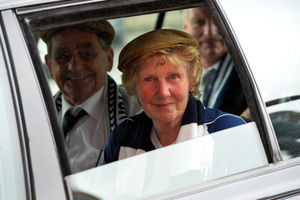 Niece Karin Jones, 70, wearing a flat cap in tribute to Les