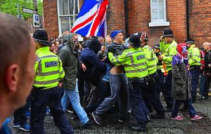 Police deal with protesters from the All Football Fans/Firms March Against Islamisation march earlier this month