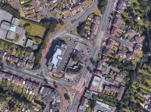 An aerial view of Stone Cross in West Bromwich.
