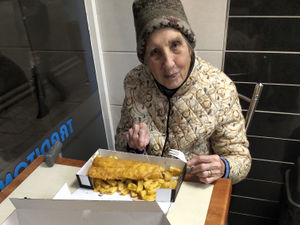 Supporting image for story: Bridgnorth Cliff Railway director Eileen celebrates 95th birthday with fish and chips