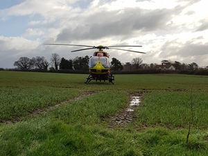 The air ambulance at the scene. Photo: Seb.