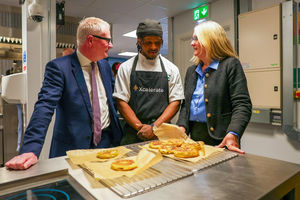Mayor Richard Parker, Kundai Nazare, apprentice commis chef, Compass Group UK & Ireland and Rt Hon Baroness Jacqui Smith of Malvern, Skills Minister. PIC: WMCA; 