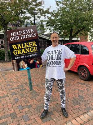 Diane Anderson Smith protesting against plans to close a care home in Tipton