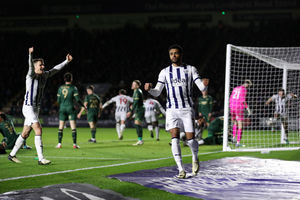 Conor Townsend and Darnell Furlong celebrate the opener (Photo by Adam Fradgley/West Bromwich Albion FC via Getty Images).