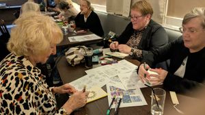 Fabric pens and acrylic pens were used to draw the designs