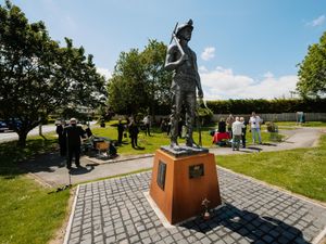 Supporting image for story: Plaques to honour miners unveiled at striking sculpture in village