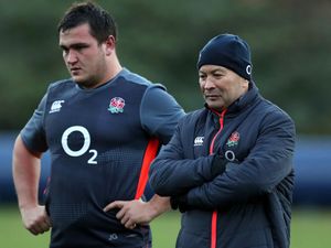 Eddie Jones (right) and Jamie George stand next to each other