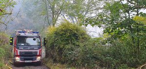 The approach to the stables was closed off as fire crews continued to work