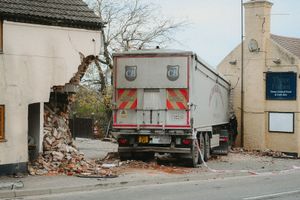 The lorry collided with the Three Fishes pub in Shrewsbury