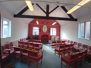 The re-decorated interior of Woore Methodist Church