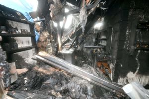 The shop following the devastating blaze at Wenlock Edge Farm