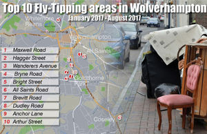 The worst spots for fly-tipping in Wolverhampton are revealed in this league table