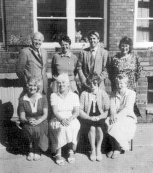Back left with staff in 1987, the year before the closure.