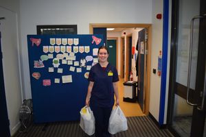 Charlotte Fearn with some of the food parcels.