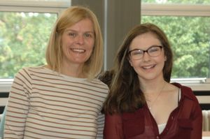 Head of English Sally Lawson with Alisha Osler - whose results included two A*s - at Oldbury Wells School