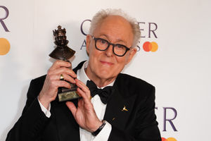 John Lithgow in the Winner's Room with the Best Actor award during the 2025 Olivier Awards with Mastercard at the Royal Albert Hall, London