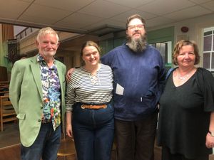 Winning Seafarers, Rosie and Owen, flanked by judges, Tim and Beverley