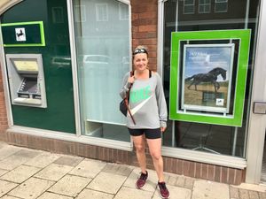 Clare Taylor outside the Aldridge branch of Lloyds Bank.Photo: Gurdip Thandi.