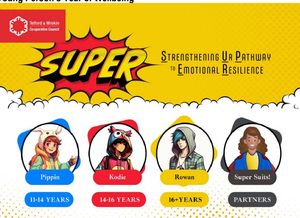 Screenshot of a new website called SUPER—Supporting Your Pathway to Emotional Resilience. It aims to ensure that young people have an immediate resource at their fingertips that is there for them 24 hours a day, 7 days a week.