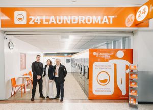 24 Laundromat Team - Left to Right. Mark Lowndes,Engineer, Tracy Khan, Customer Service Manager & Jarmo Kesanto, Director