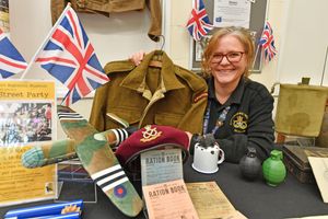 Nicola Bannister from the Staffordshire regiment museum helpes welcome people to the final event