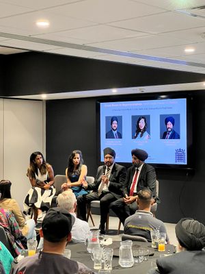 The panel discussing their South Asian roots and how it shaped their path into public life