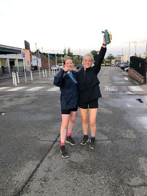 Lucia and Willa at the start of their footsore adventure