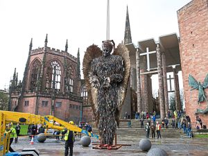 Supporting image for story: Shropshire's Knife Angel takes up new home at Coventry Cathedral 