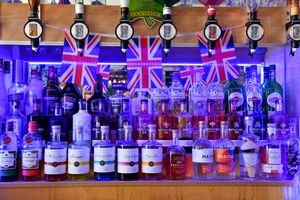 The bar is well stock with multiple spirits