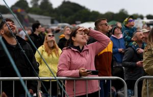 Crowds were transfixed by the spectacle in the skies