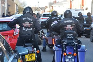 Outlaws members rode to Bloxwich in droves. Photo: Steve Leath